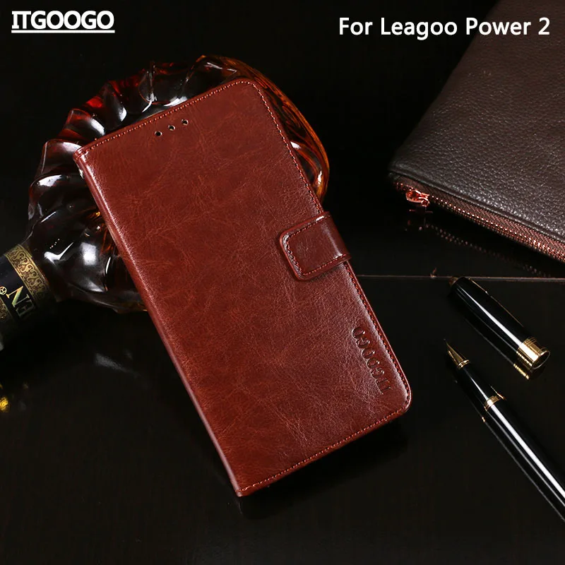 Роскошный кожаный флип чехол для Leagoo power 2 задняя крышка защитный телефона Чехол