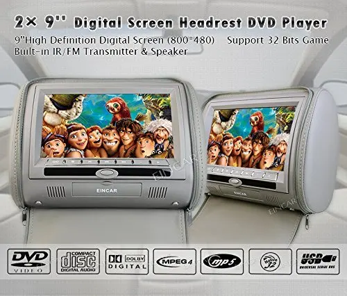 Пара подголовников dvd плеер 9 &quotсерые подушки мониторы DVD USB SD видео 32 бит игры