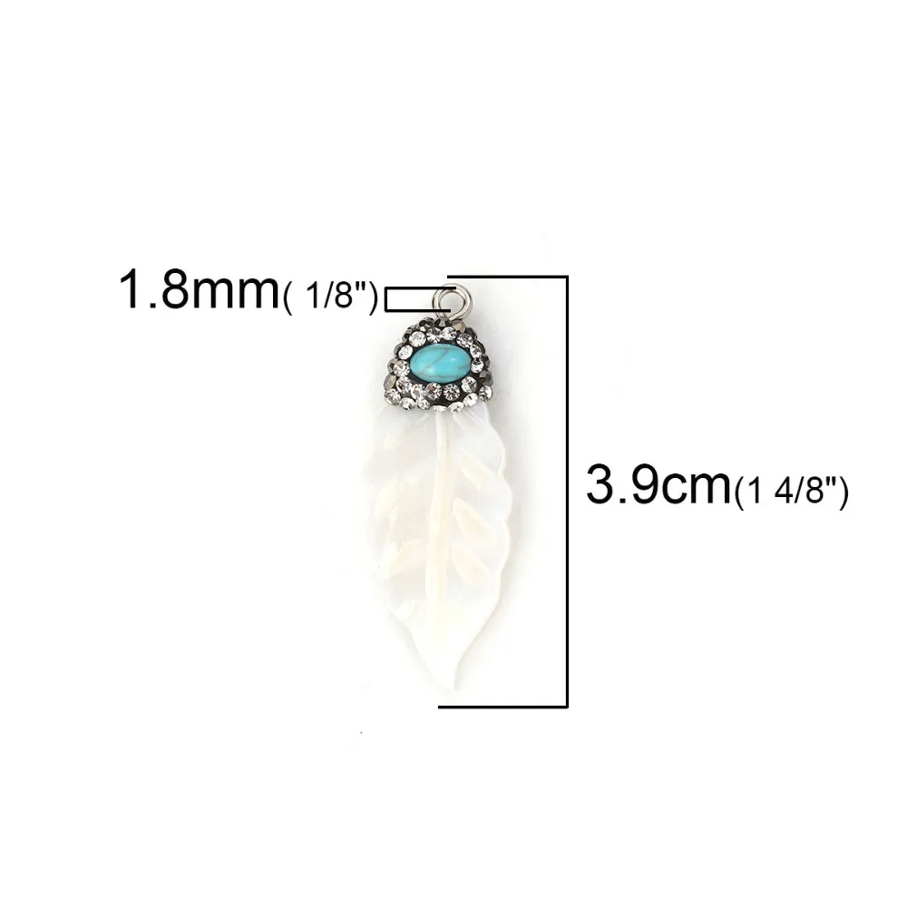 Doreen Box Shell микро проложенные Подвески темно-серый лист белый прозрачный горный