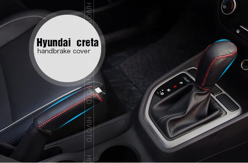 Hivotd для hyundai creta ix25 хендай ix25 creta Шестерня головка ручного тормоза крышка внутренняя кожа ручной работы ручка переключения передач AT/MT аксессуары