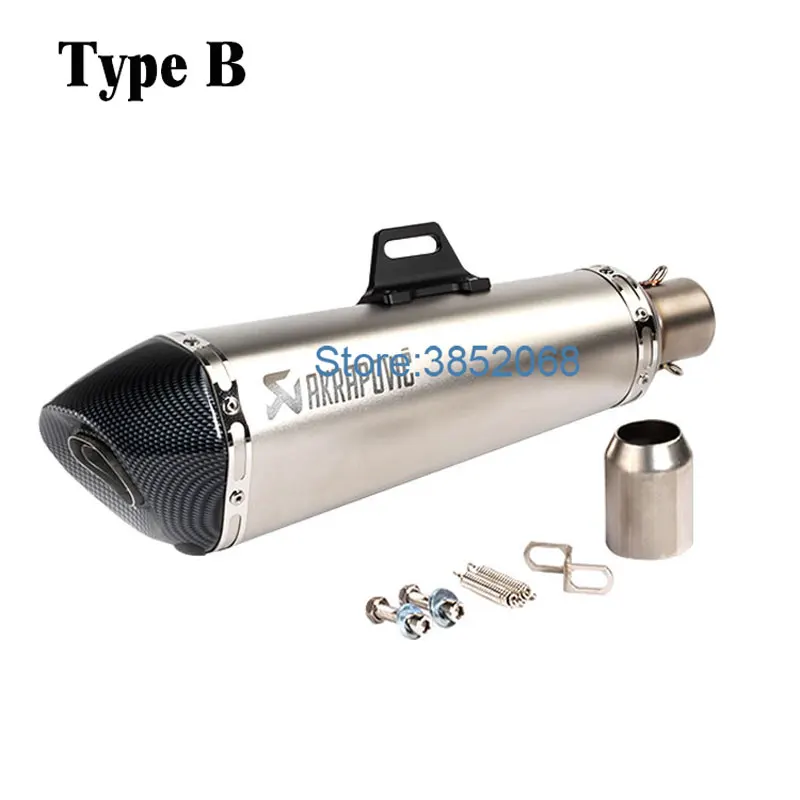 Laser Mark Motorcycle Akrapovic Exhaust Muffler Carbon Fiber Color ID:51mm Universal Motorbike Escape Damper |