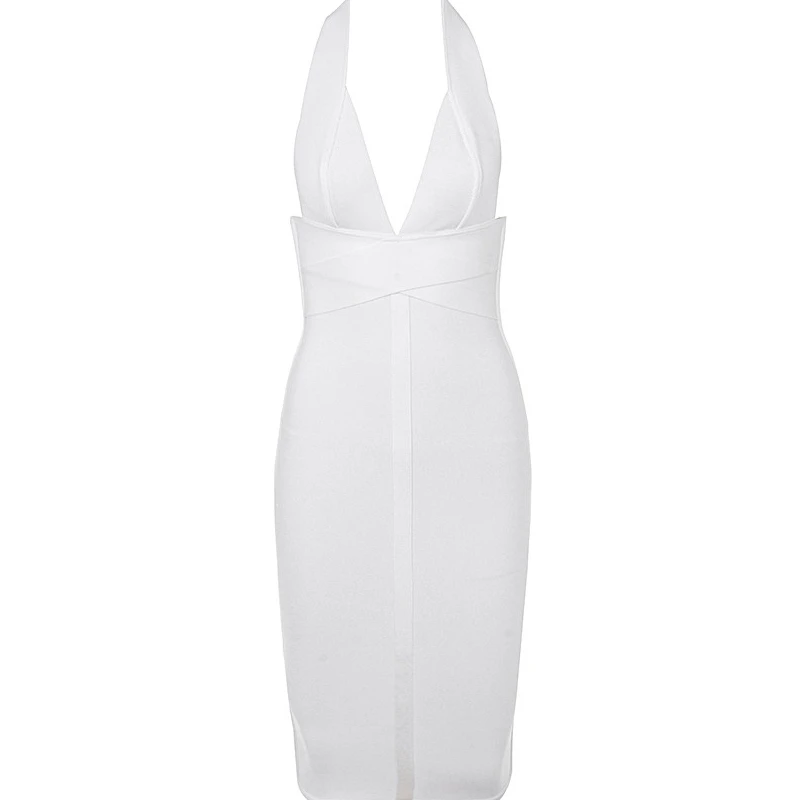 Leger Babe Sexy Halter Backless Knitted Pencil Dress Women White Off Shoulder Bodycon Party Elegant Summer Bandage | Женская одежда