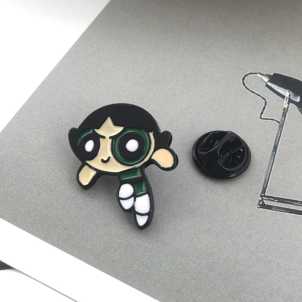 Горячая аниме Powerpuff брошь для девочек милый комплект металлическая эмаль шпильки