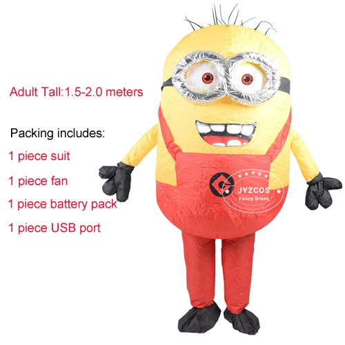 Red minion JYZCOS косплей на Хэллоуин, вечерние, надувные, для взрослых, с героями мультфильмов, костюм Миньона, маскарадный костюм, нарядное платье для мужчин и женщин, карнавальный, синий, зеленый, красный - Цвет: Red minion
