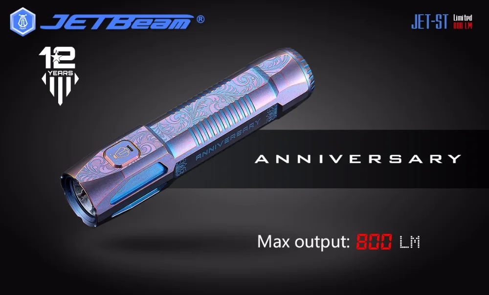 Новинка года Jetbeam JET-ST CREE XP-L HI 800LM Ограниченная серия титановый фонарик