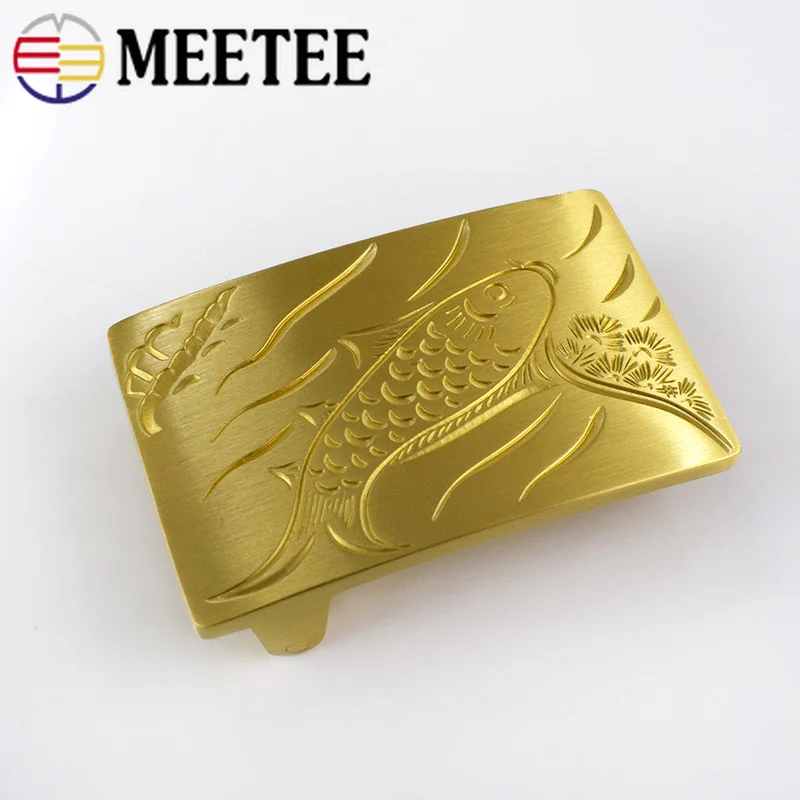 Meetee Solid Brass Metal Belt Buckle Men Women Belt Head for Belt Metal Pin Buckles DIY Leather Craft Jeans Accessories
