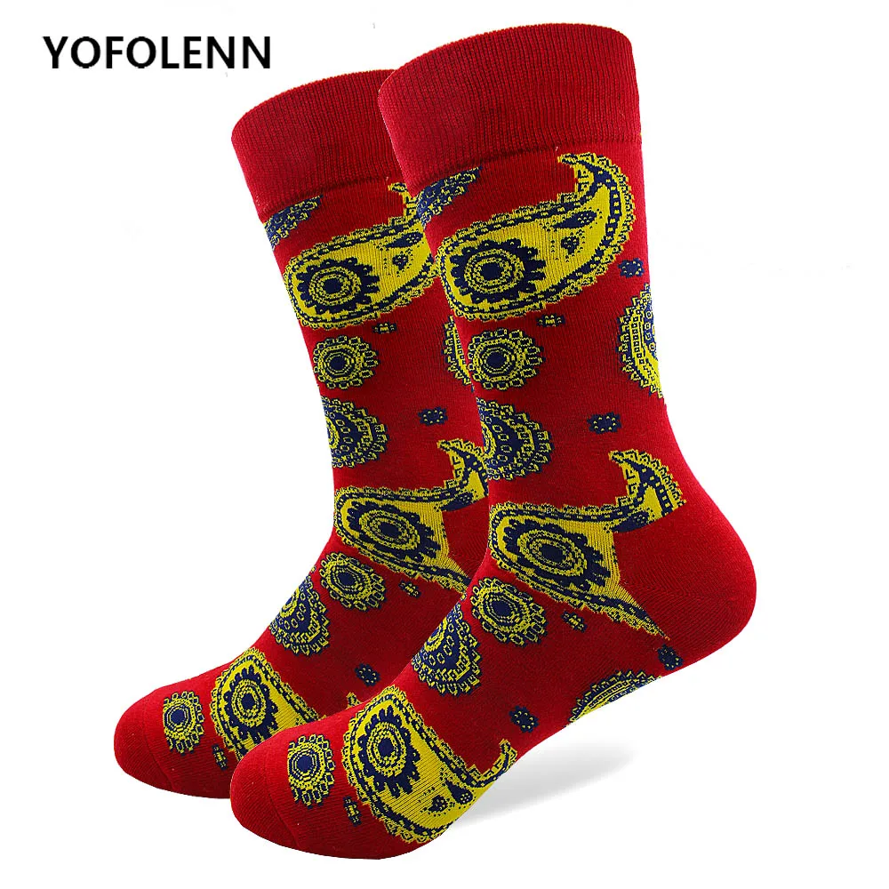 Носки из чесаного хлопка с узором пейсли 1 пара|colorful socks|quality sockssocks pattern |