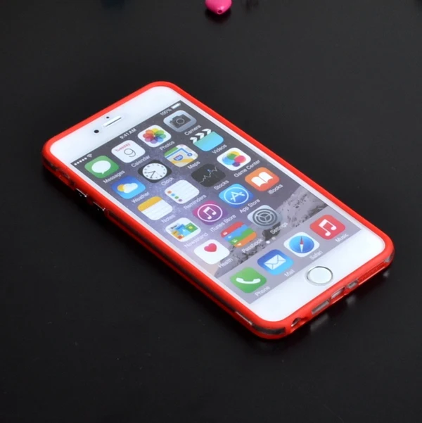 red Гибридная средняя Прозрачная защитная рамка Tpu бампер для Iphone 6 Plus/6s Plus 5," мягкий силиконовый бампер чехол - Цвет: red
