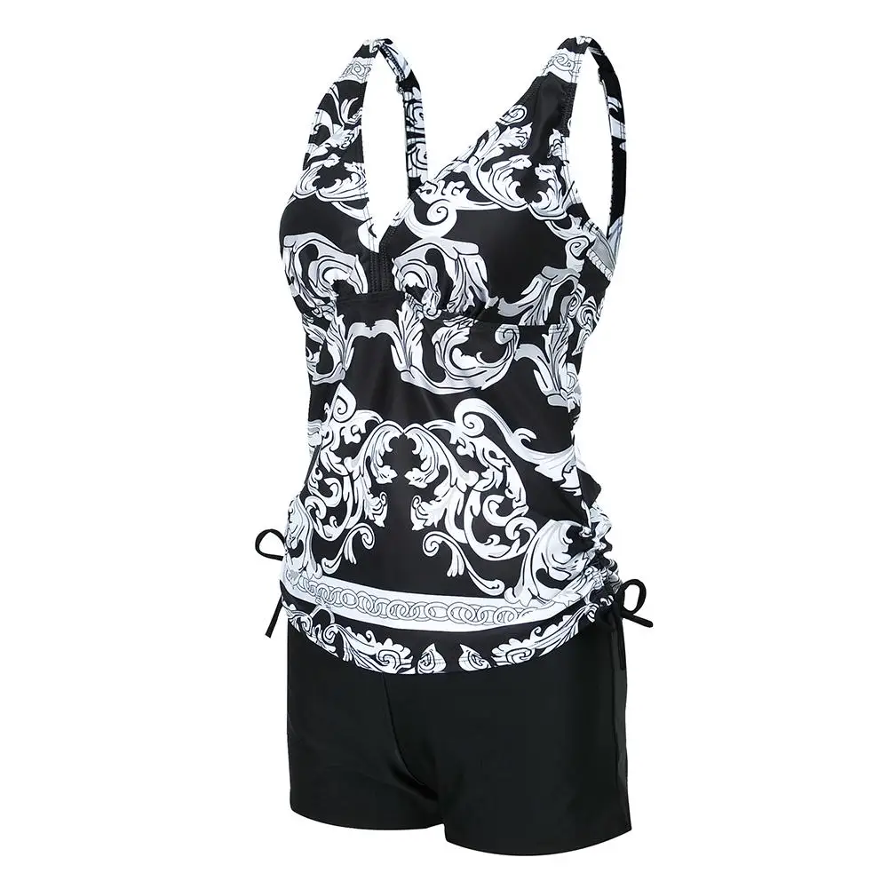 Women Large Size Bikini Set Summer Floral Printed Swimwear Plus Split Padded Bra Swimsuit |