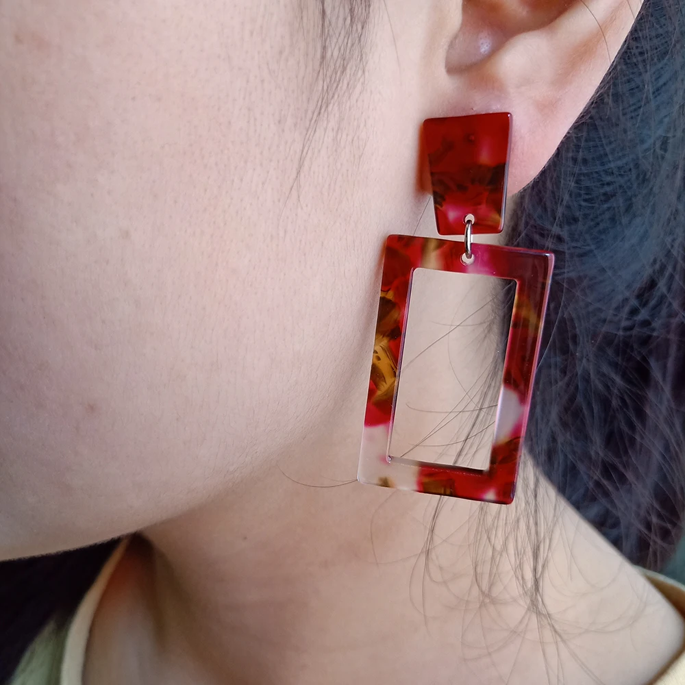 VIVILADY New Colorful Square Acrylic Dangle Earrings Women Geometric Brincos Bijoux Acetic Acid Jewelry Summer Party Gifts | Украшения и