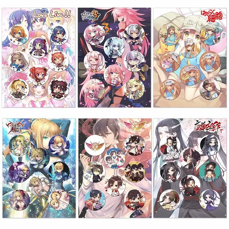 Брошь В Стиле Аниме TouHou Project 8 шт./лот значок игрушка Hakurei Reimu Kirisame Marisa модель куклы