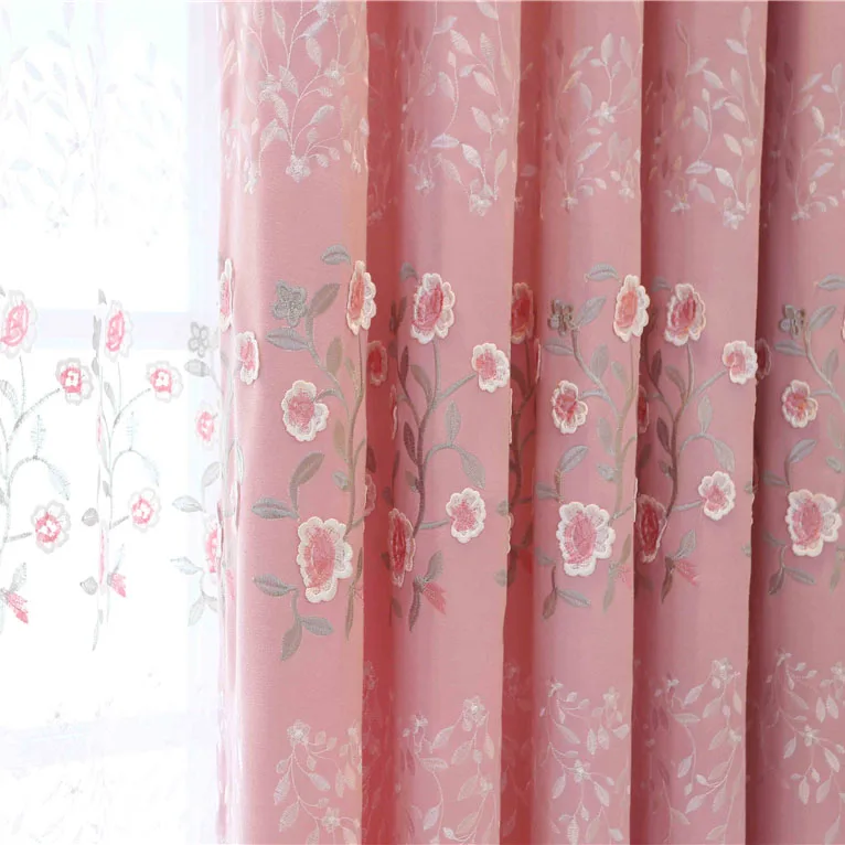 Занавески Slow Soul с вышивкой в виде цветов роскошные шторы розового и синего для