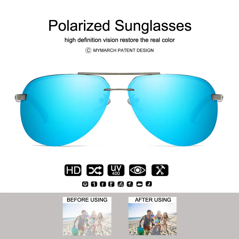 MYMARCH Новые поляризованные мужские солнцезащитные очки Классические для вождения