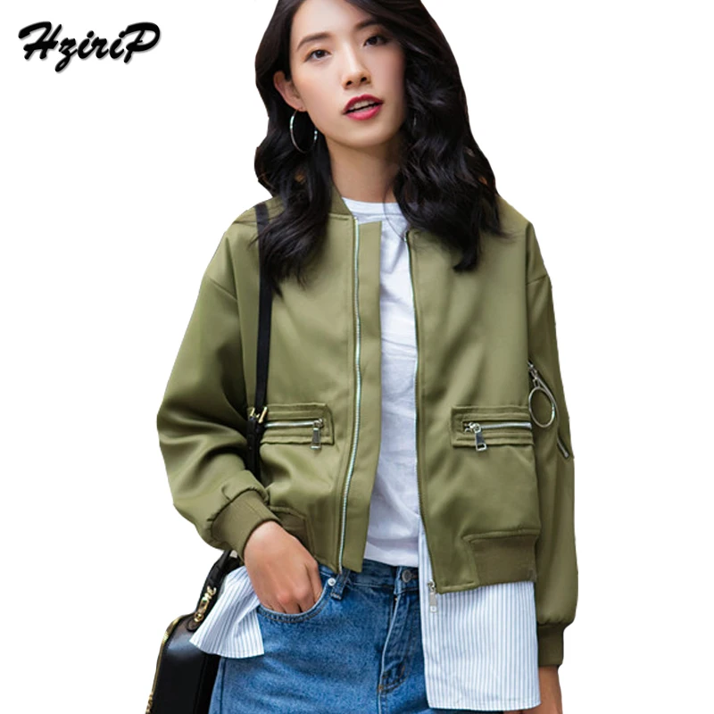 Hzirip Мода 2017 г. осень свободные Армейский зеленый лоскутное пальто Курточка