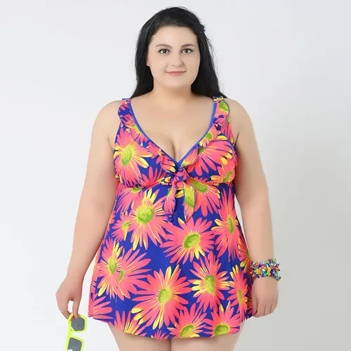 Супер большой размер 4XL-8XL, сексуальный купальник, цельное летнее платье для женщин, купальник, 3 цвета, женская пляжная одежда размера плюс, купальный костюм - Цвет: Синий