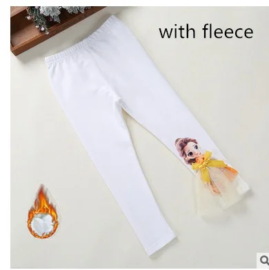 pants wiht fleece-1 Штаны для малышей, коллекция года, флисовые детские штаны-колокольчики, весенние леггинсы для девочек с героями мультфильмов Анна, Эльза, София, принцесса, штаны с вышивкой - Цвет: pants wiht fleece-1