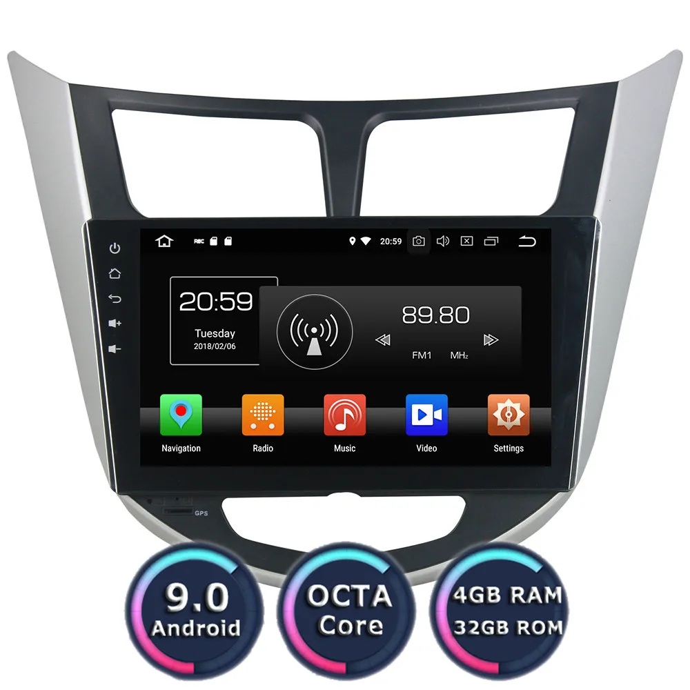 

Roadlover Android 9,0 автомобильный радиоплеер для Hyundai Verna Accent Solaris 2011-2012 Стерео GPS навигация Автомагнитола 2Din без DVD