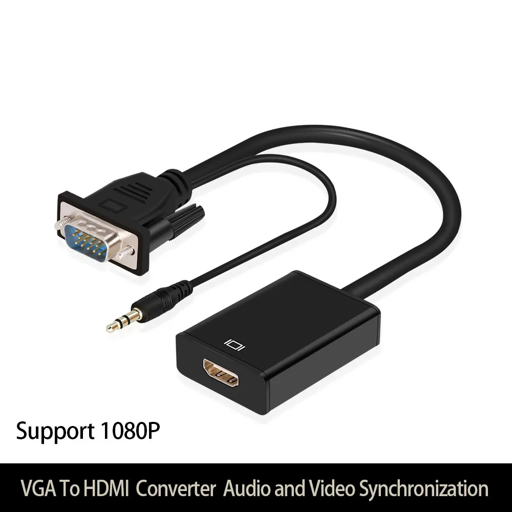 Высокое разрешение 1080P HD VGA к HDMI кабель конвертер Plug and Play VGA2HDMI с аудио 3 5 адаптер
