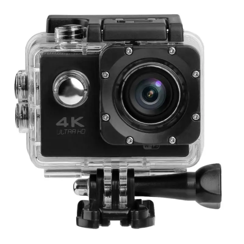 Экшн-камера с сенсорным ЖК-экраном 140 дюйма, объектив 4 K, WiFi, Экшн-камера 30 м, водонепроницаемая Спортивная видеокамера - Цвет: Black