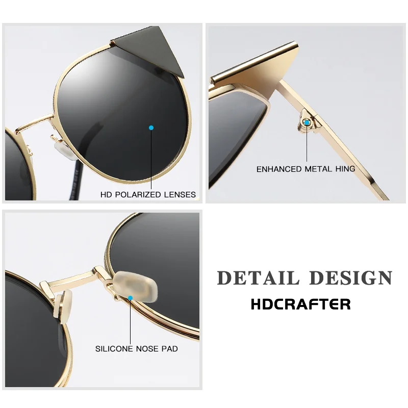 Мода кошачий глаз Для женщин поляризованных солнцезащитных очков Брендовая
