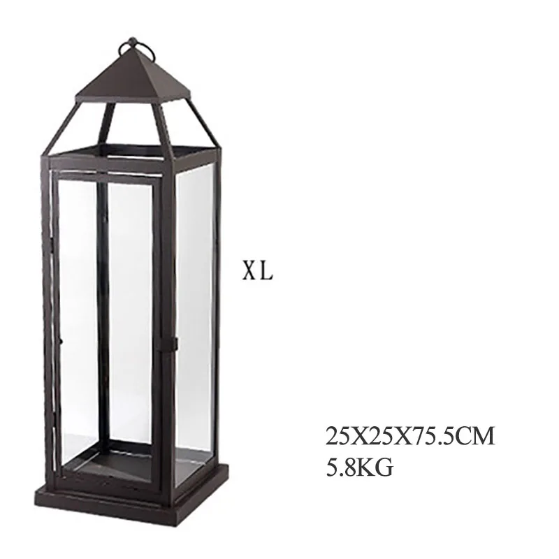 Brown XL Подсвечник Американский Открытый подсвечники из кованого железа подсвечник стеклянный напольный ветровой светильник Свадебные украшения WZF124 - Цвет: Brown XL