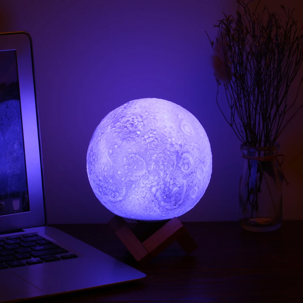 Перезаряжаемая 3D Светодиодная лампа с Луной дистанционное управление 4 цвета