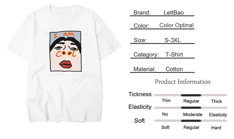LettBao I Am Cool, забавная футболка, удобная футболка, Homme, топы, хлопок, Ulzzang, Мужская футболка с воротником, Harajuku, корейские мужские футболки