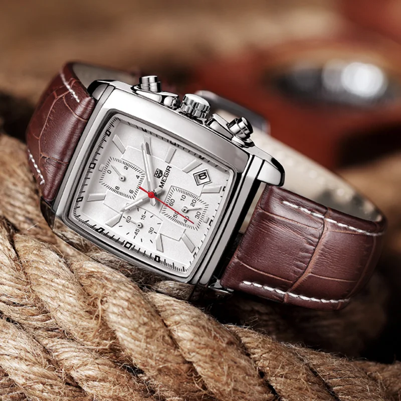 Часы MEGIR Мужские кварцевые в стиле милитари брендовые Роскошные Спортивные