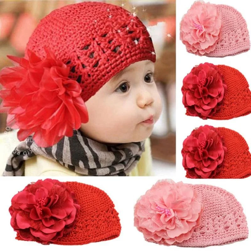Дропшиппинг цветок Кружево оголовье Головные уборы крючком Детская шапка
