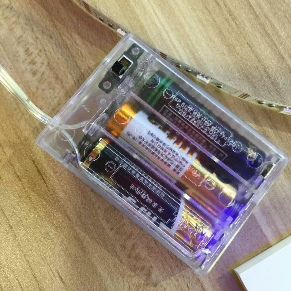 Прозрачный Футляр для батареек 3AA держатель 3 AA закрытый футляр с проводом