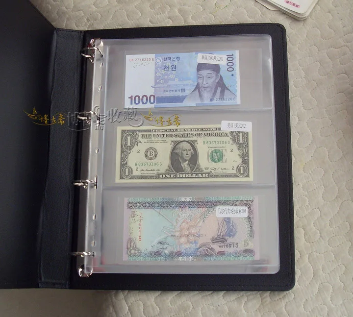 Новинка 10 шт./лот 3 шт./лист ПВХ бумага альбом для денег прозрачный внутри страниц