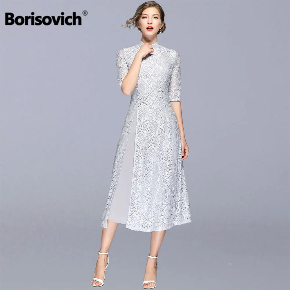 Женское кружевное длинное платье Borisovich винтажное трапециевидной формы с