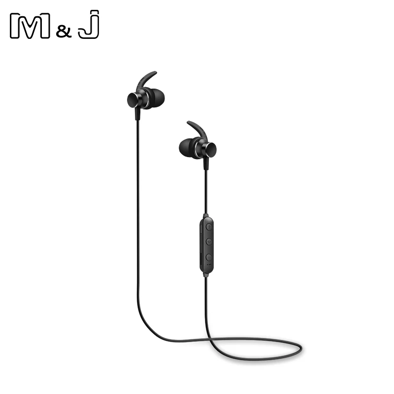 Черный M& J bluetooth-наушники на шею магнит TF карта беспроводные наушники для Xiaomi iPhone наушники стерео auriculares fone de ouvido - Цвет: Черный