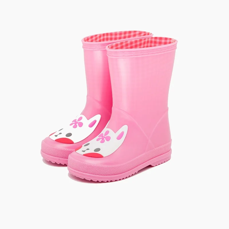 Cat Pink Matte DRIPDROP Непромокаемые детские Резиновые сапоги до середины икры, разные цвета, с аппликацией и крыльями - Цвет: Cat Pink Matte