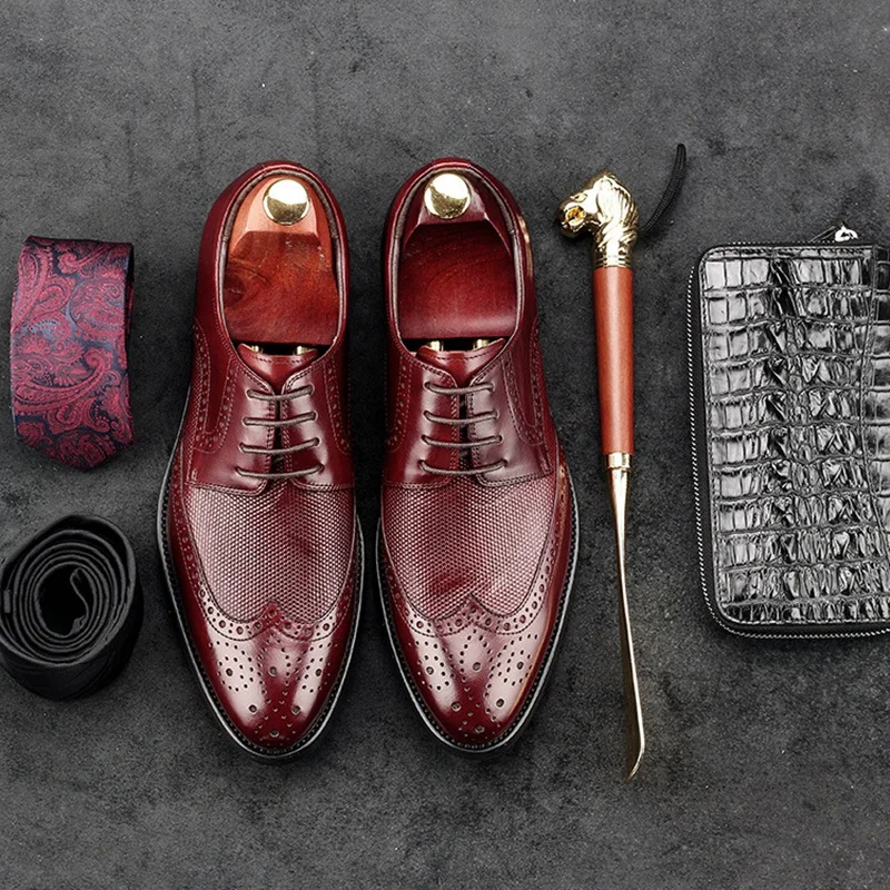 Туфли-Броги мужские из натуральной кожи с круглым носком GD48 | Обувь