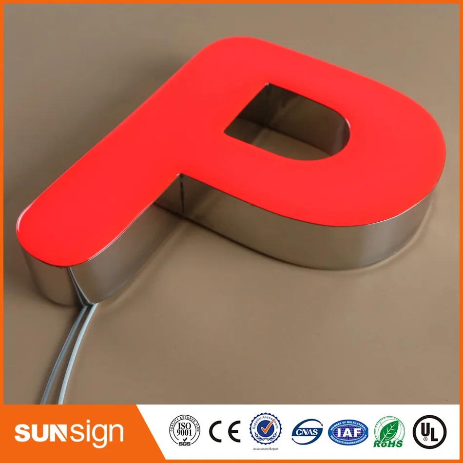 elegant Resin Alphabet Letters for Outdoor LED back Illuminated neon Signs