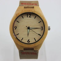 fashion 2015 mens bamboo wooden watches with genuine cowhide leather band luxury wood watches for men best gifts item