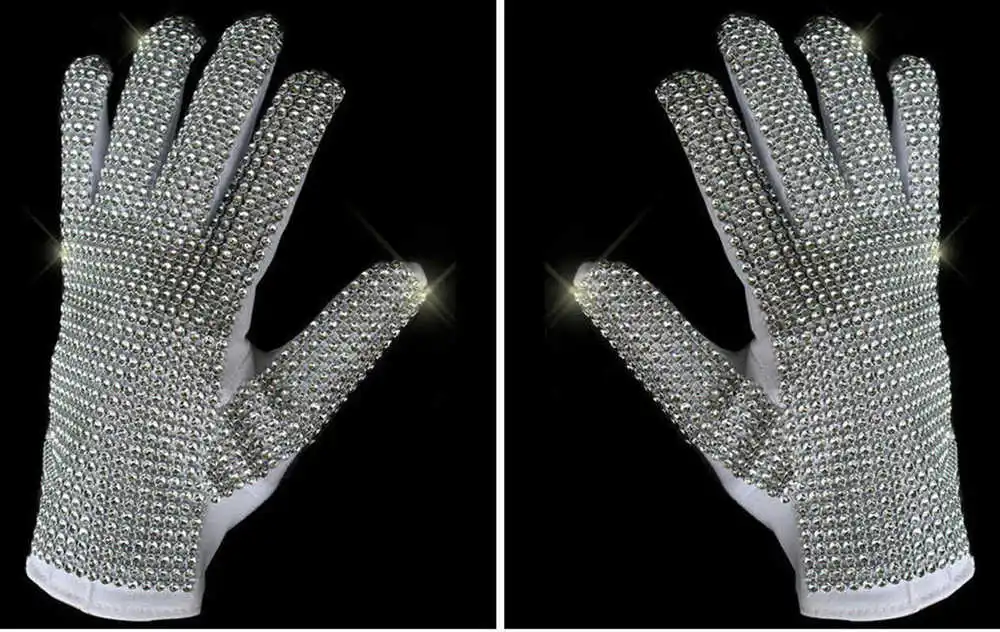 Both Hand 2pcs МД Майкл Джексон классическая Серебряная джинсовая блестящая перчатка ручной работы - Цвет: Both Hand 2pcs