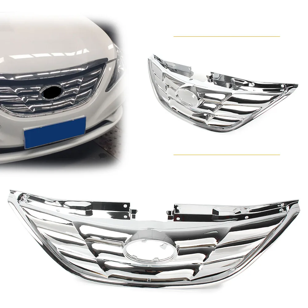 Автомобиль передний верхний гриль горизонтальная решетка подходит hyundai Sonata 2011 2012 2013 Хром