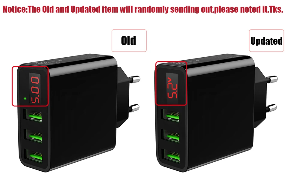 Светодиодный дисплей, 3 USB зарядного устройства QC3.0, 3 порта, быстрое зарядное устройство, штепсельная вилка европейского стандарта, зарядное устройство для мобильного телефона для samsung, iPhone, Xiaomi, дорожный настенный адаптер