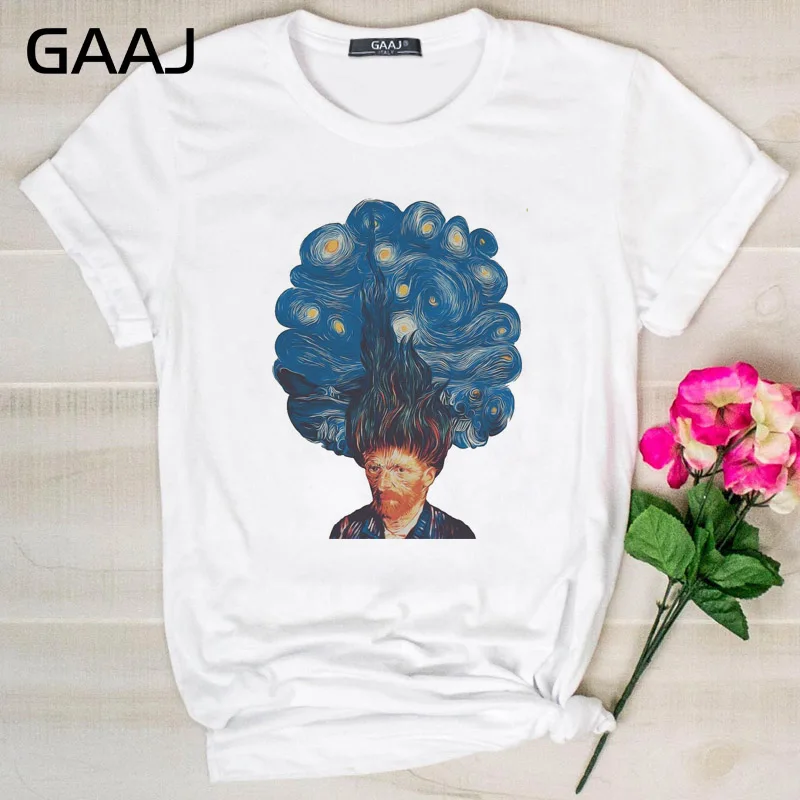GAAJ "Van Gogh Van Goghing Van Gone", Футболка для женщин, женские футболки, одноцветная Футболка с принтом размера плюс, дизайнерская футболка для влюбленных 8YCDH
