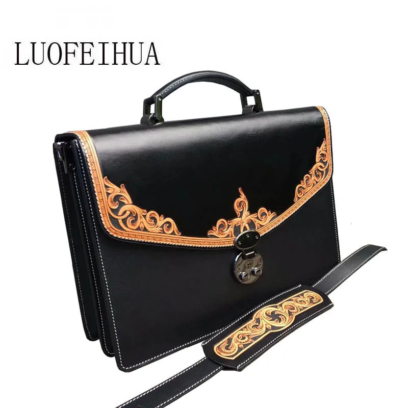 LUOFEIHUA 2019 Новая высококачественная кожаная тисненая сумка на плечо с гравировкой