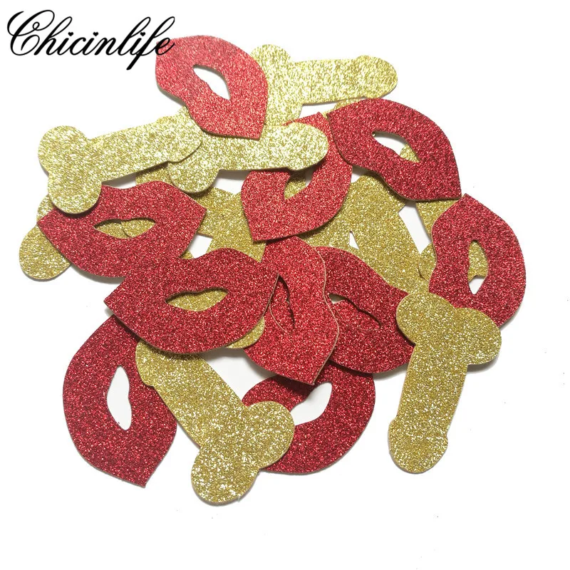 

Chicinlife 50Pcs Glitter Paper Willy Lip Confetti Wedding Party Bridal Shower Table Confetti Bachelorette Party Decoration