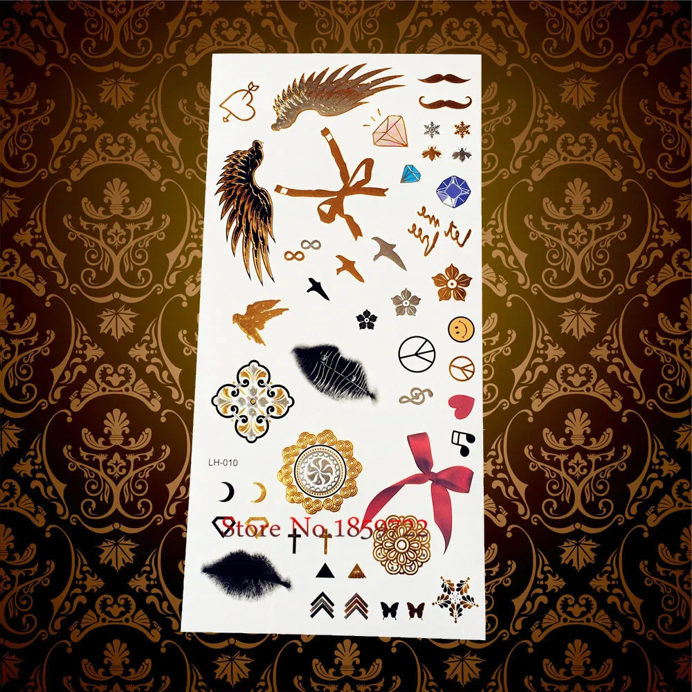 1 шт. Изысканная боди-арт Золотая Серебряная металлическая татуировка для женщин