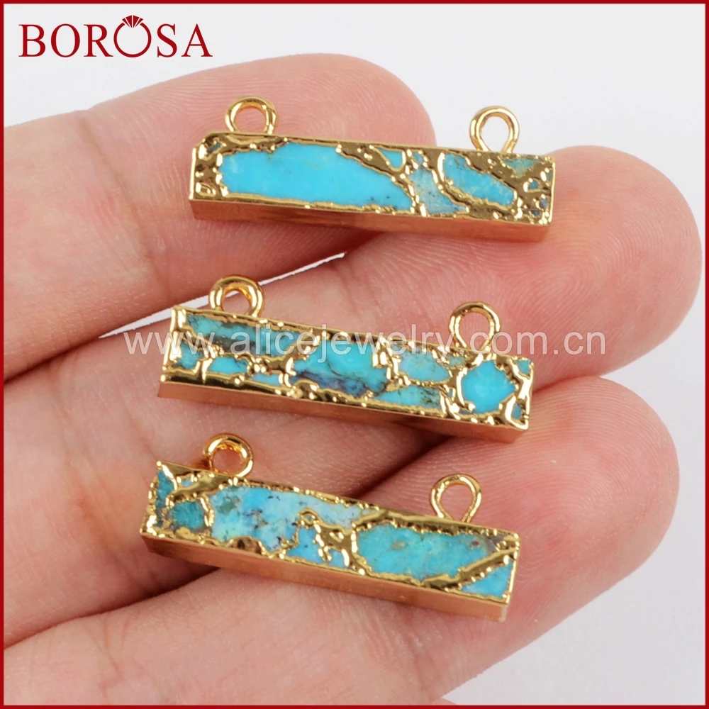 BOROSA 5/10 шт Золотой Цвет Медь натуральная бирюза соединитель Новый Бирюзовый