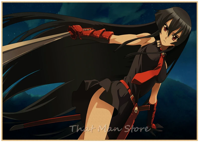 Akame ga KILL! Настенные наклейки Night Raid Tatsumi Mine Leone Sheele Bulat плакат из крафт бумаги