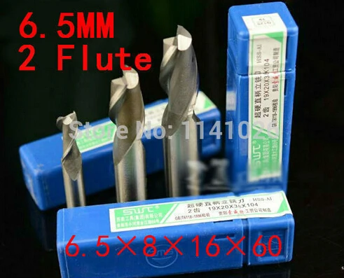 Free Shipping 5 pcs/set 6.5MM 2 Flute HSS & Aluminium End Mill Cutter CNC Bit Milling Machinery tools Cutting tools.Lathe Tool |