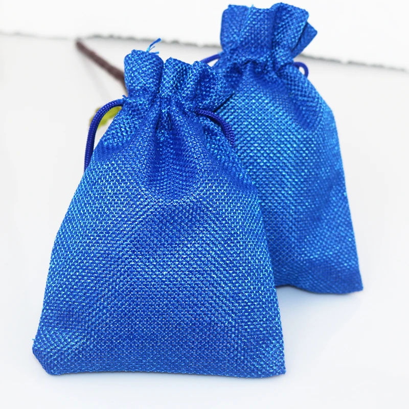 

Small Royal Blue Drawstring Packaging Linen Jute Bags 7x9cm 50pcs/lot Gift Jute Bags Pouches Fit For Wedding Candy Packing Pouch