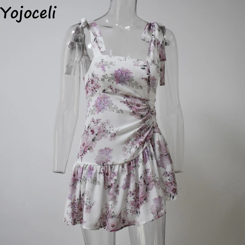 Женское пляжное платье Yojoceli Пляжное короткое с цветочным принтом и оборками
