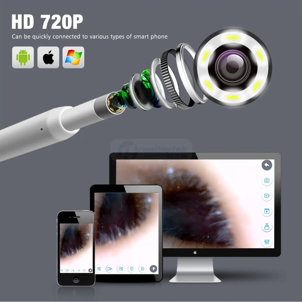 HD 720 P Otoscope Мини WiFi эндоскоп камера многоцелевой осмотр уха очиститель бороскоп